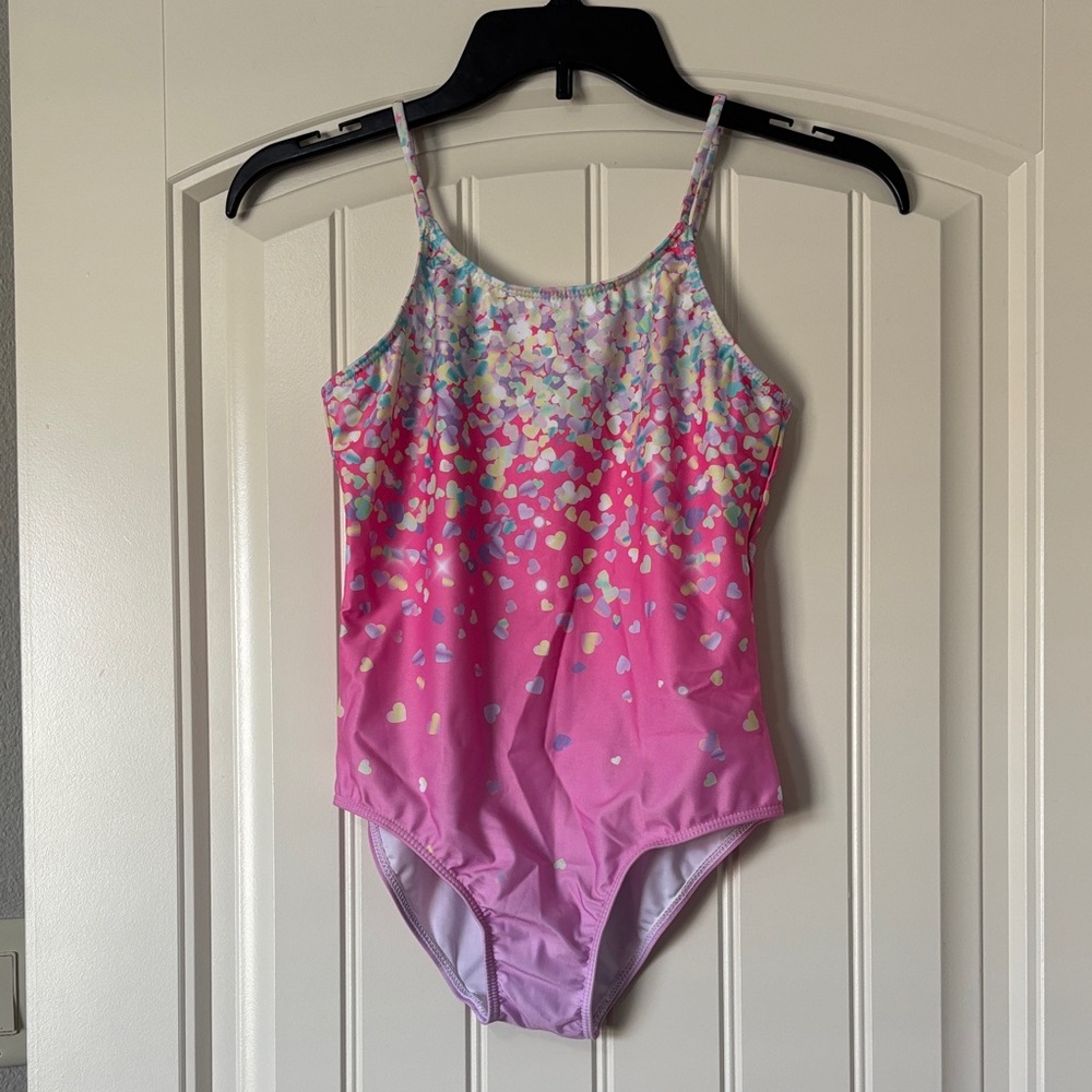 NWOT Pink Heart Pattern Kids Swim One Piece